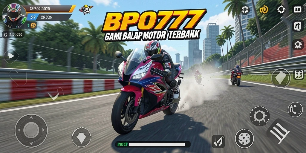 Tangkapan layar gameplay BPO777 yang mendebarkan saat balapan motor.