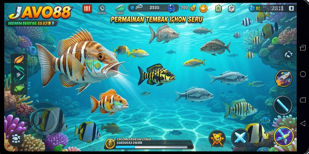 Screenshot gameplay seru dari permainan Tembak Ikan JAVO88.