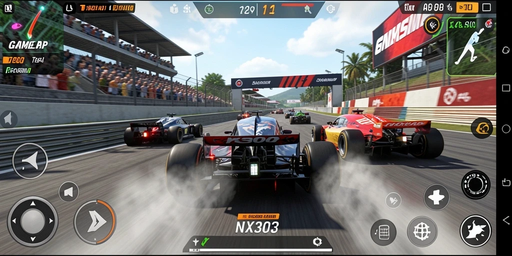 Tampilan gameplay balapan yang seru dan mendebarkan di NX303.