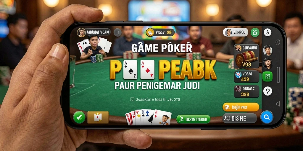Tampilan gameplay poker yang menegangkan dan seru di V98.